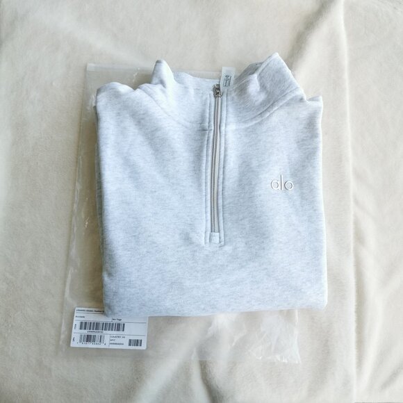 Alo Yoga Accolade 1/4 Zip Pullover Athletic Heather Grey Size S - Picture 1 of 3